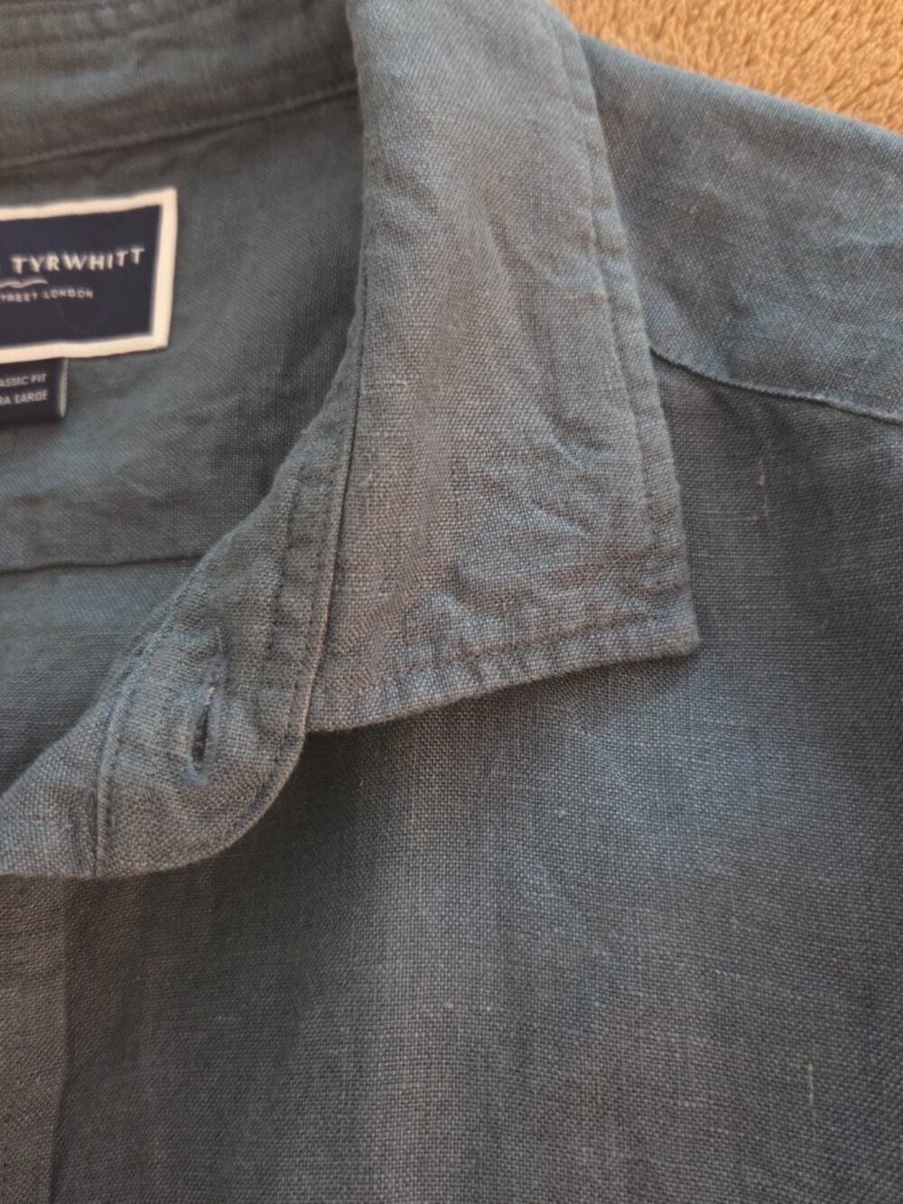 Charles Tyrwhitt 100% Linen Button Up L/S Shirt Mens XL Classic Fit Steel Blue - Picture 5 of 10
